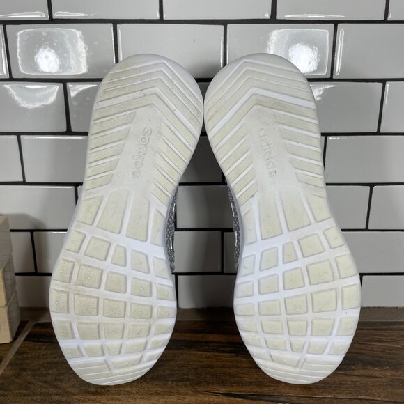 adidas QT Racer Womens Size 7 Running Shoes Gray Silver Cloudfoam Low Sneakers - Picture 7 of 13